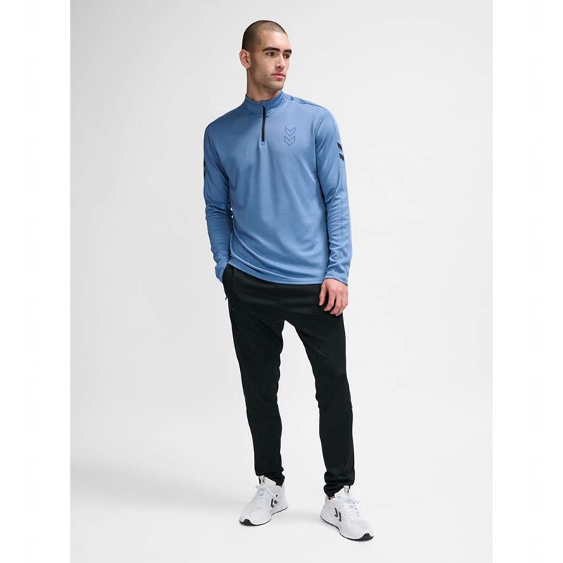 Hummel Active Pl Half Zip Sweatshirts Heren Blauw | 389705-737