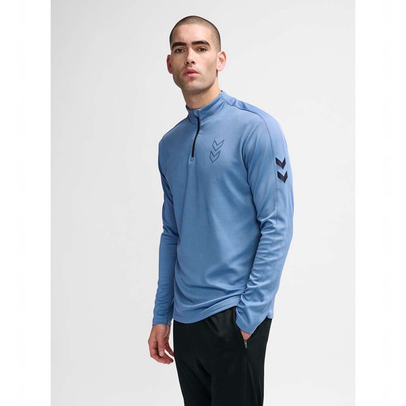 Hummel Active Pl Half Zip Sweatshirts Heren Blauw | 389705-737