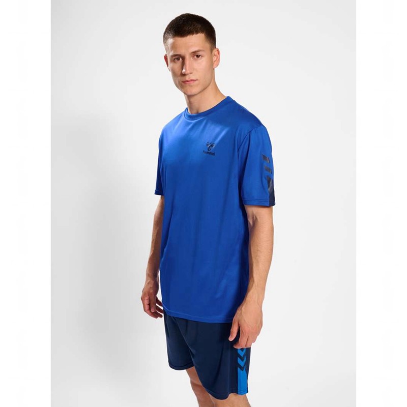 Hummel Active Pl Jersey S/S T-shirts Heren Blauw | 816687-092
