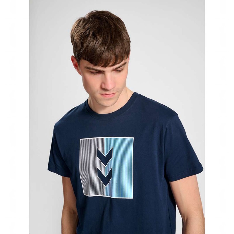 Hummel Active Stripe Co S/S T-shirts Heren Donkerblauw | 939550-575