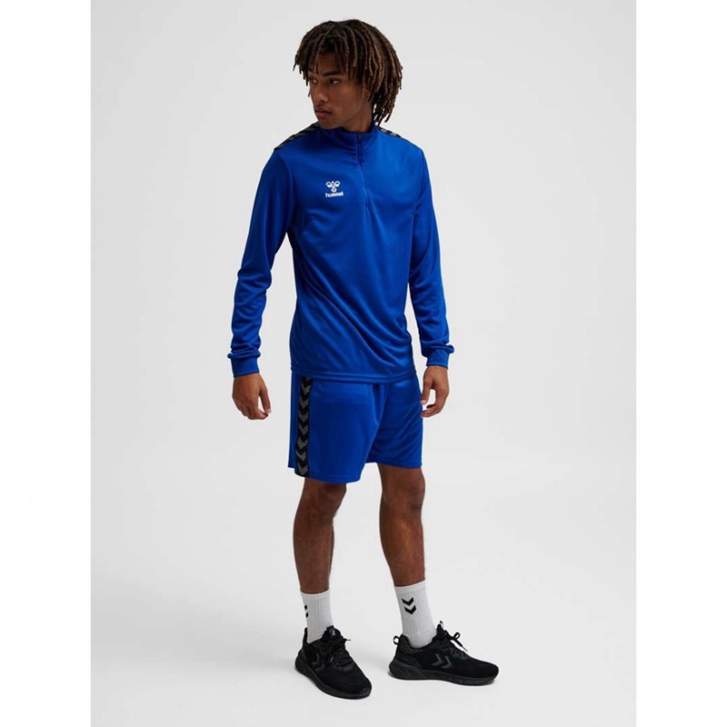 Hummel Authentic Half Zip Sweat Sweatshirts Heren Blauw | 265499-971