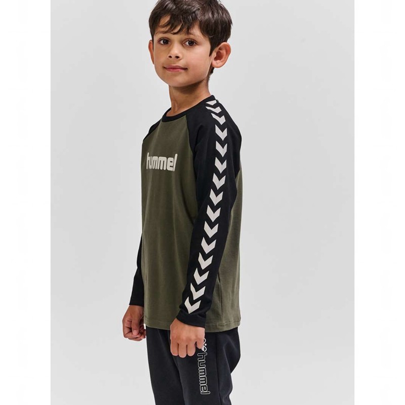 Hummel Boys L/S T-shirts Kinderen Olijfgroen | 253886-355