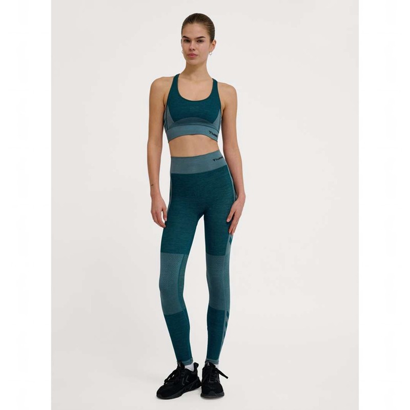 Hummel Clea Seamless Mid Waist Hardloopbroek Dames Blauw | 932816-457