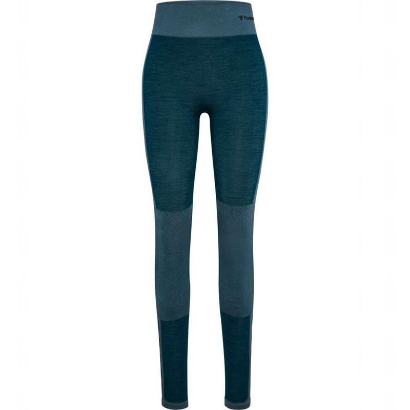 Hummel Clea Seamless Mid Waist Hardloopbroek Dames Blauw | 932816-457