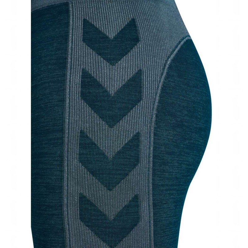 Hummel Clea Seamless Mid Waist Hardloopbroek Dames Blauw | 932816-457