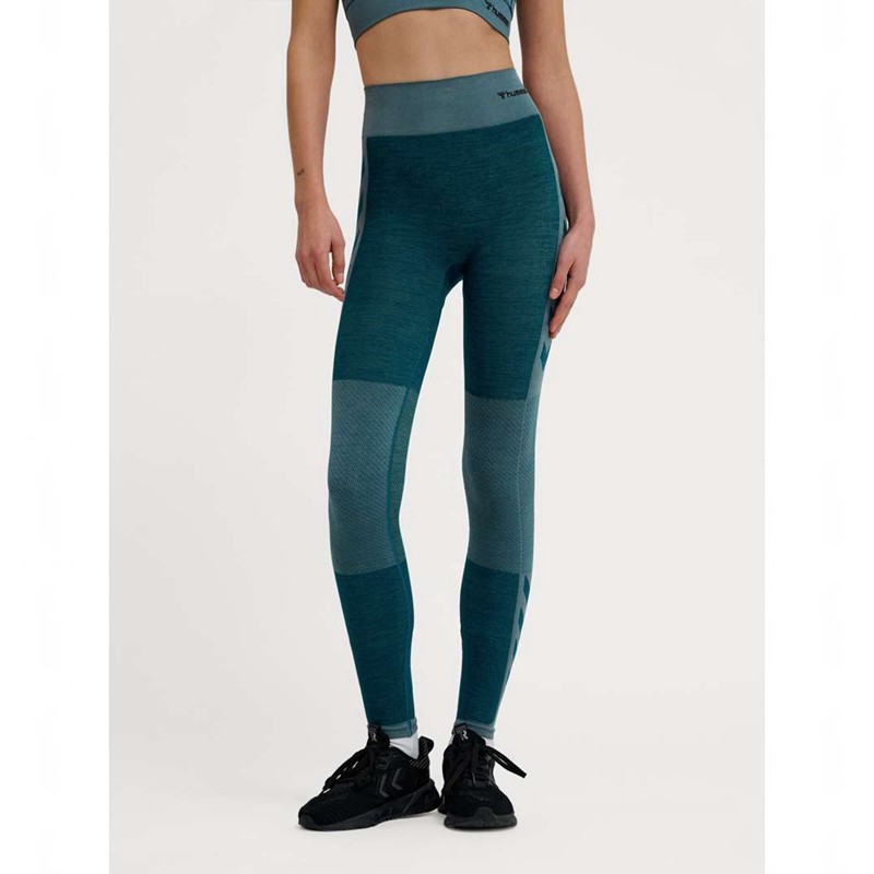 Hummel Clea Seamless Mid Waist Hardloopbroek Dames Blauw | 932816-457