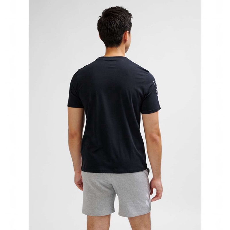 Hummel Elemental Chevron Cotton T-shirts Heren Zwart | 152104-089
