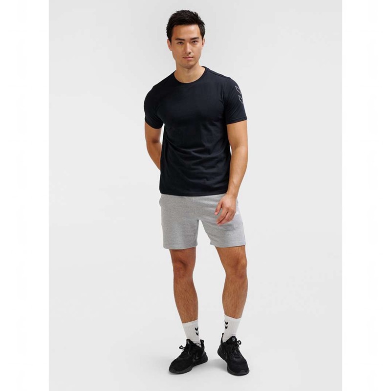 Hummel Elemental Chevron Cotton T-shirts Heren Zwart | 152104-089