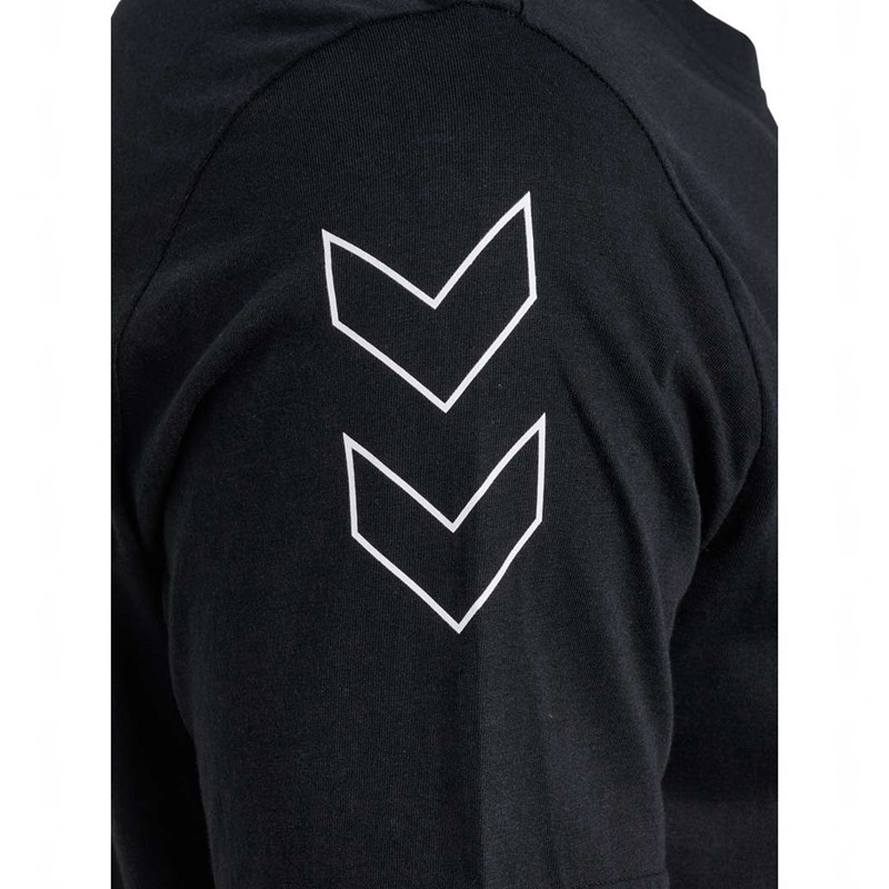 Hummel Elemental Chevron Cotton T-shirts Heren Zwart | 152104-089