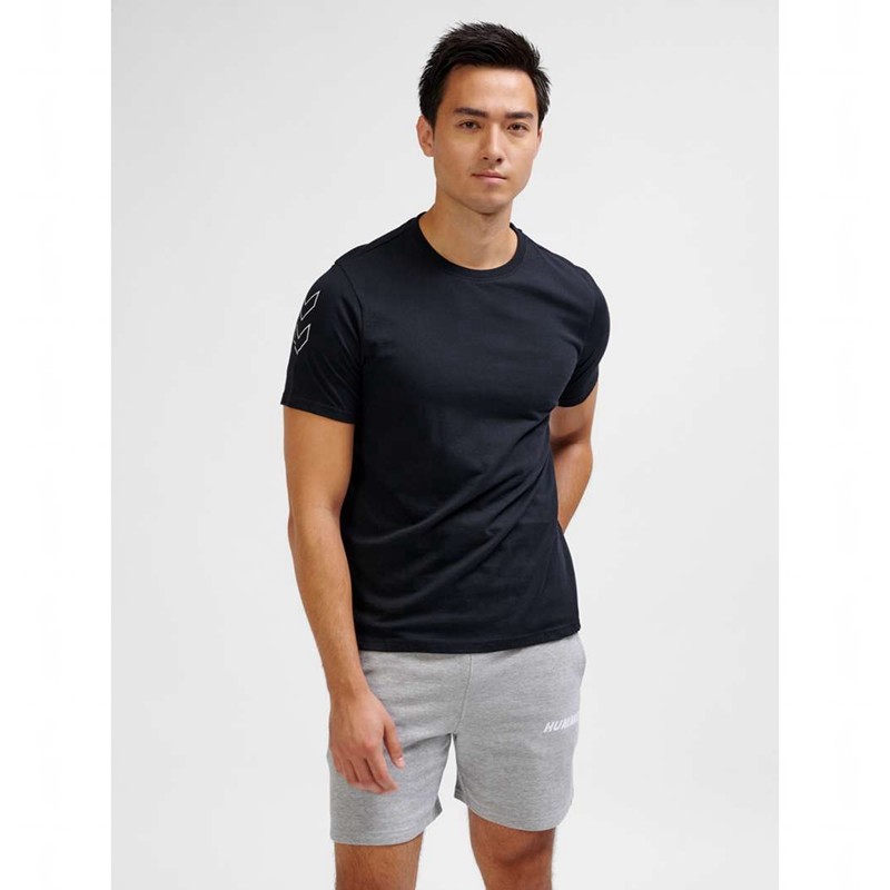 Hummel Elemental Chevron Cotton T-shirts Heren Zwart | 152104-089
