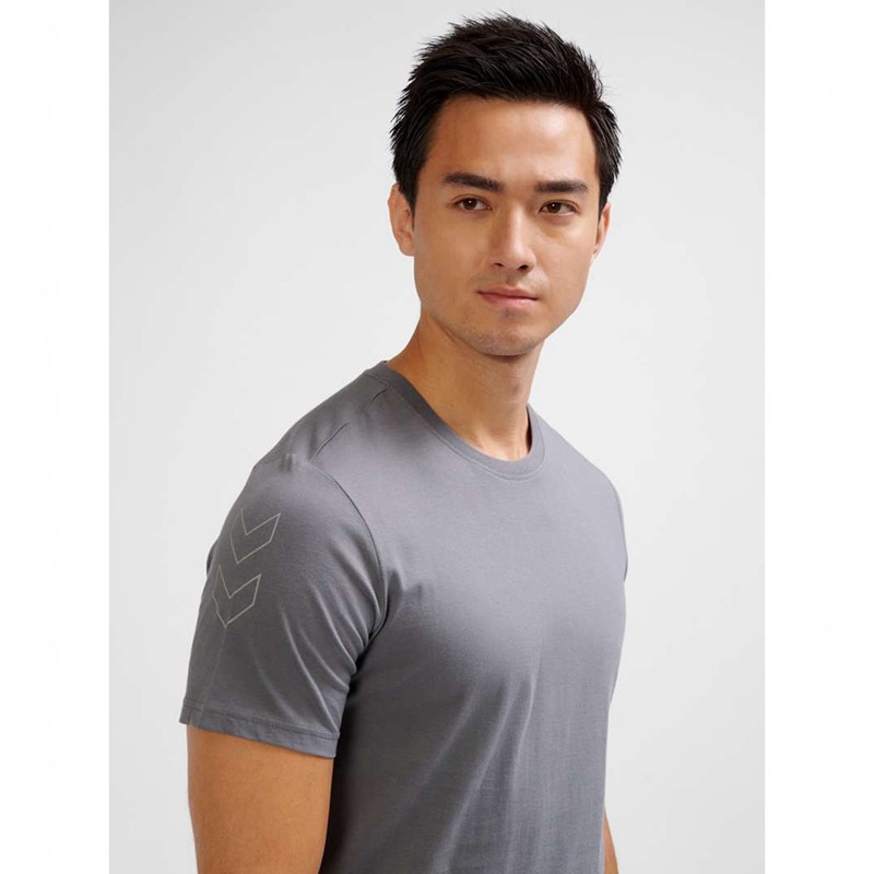 Hummel Elemental Chevron Cotton T-shirts Heren Grijs | 492064-314