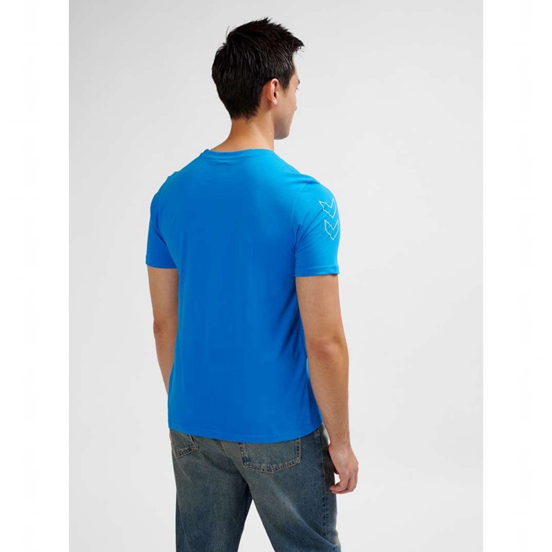 Hummel Elemental Chevron Cotton T-shirts Heren Blauw | 843316-365