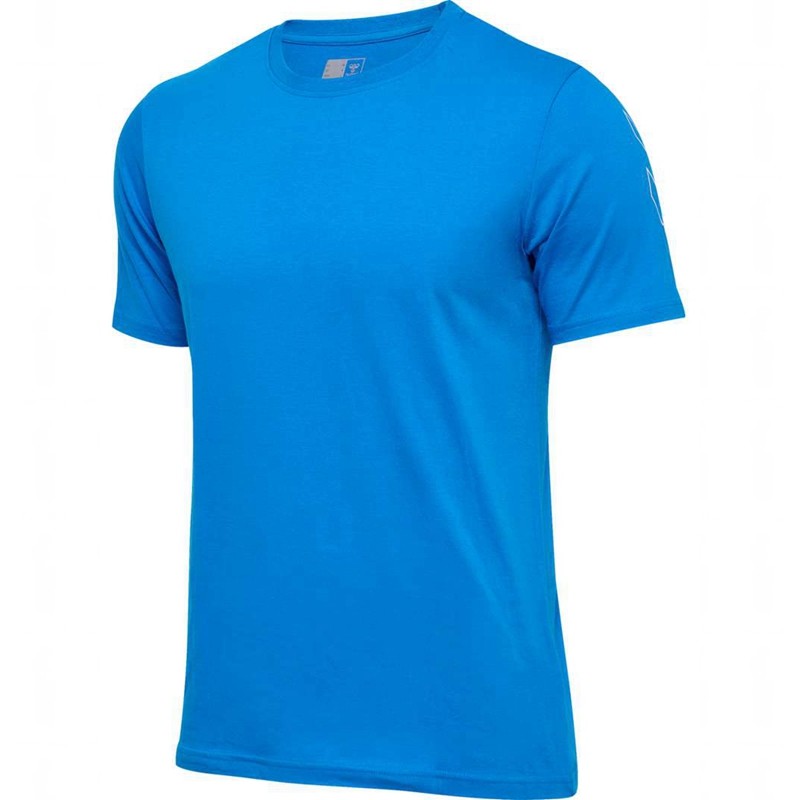 Hummel Elemental Chevron Cotton T-shirts Heren Blauw | 843316-365