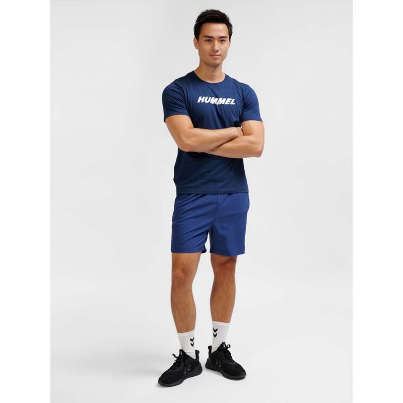 Hummel Elemental Logo Cotton T-shirts Heren Donkerblauw | 570910-207