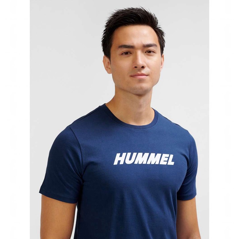 Hummel Elemental Logo Cotton T-shirts Heren Donkerblauw | 570910-207