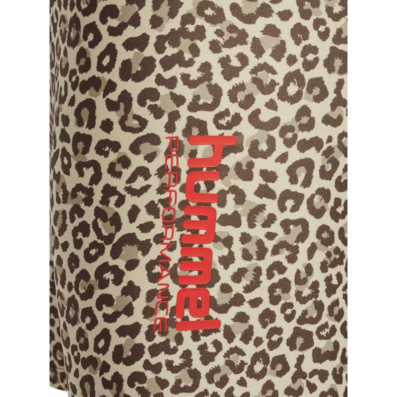 Hummel Fast Mid Waist Tight Korte Broek Dames Leopard | 926689-201
