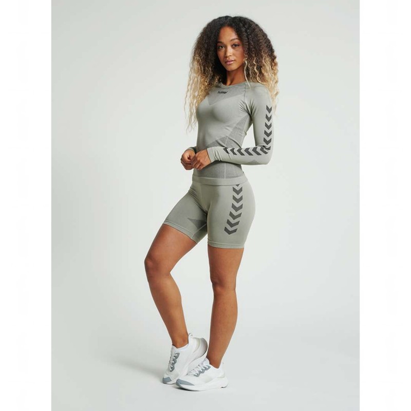 Hummel First Seamless Tr Sht Tigh W Hoodie Dames Grijs | 514451-865