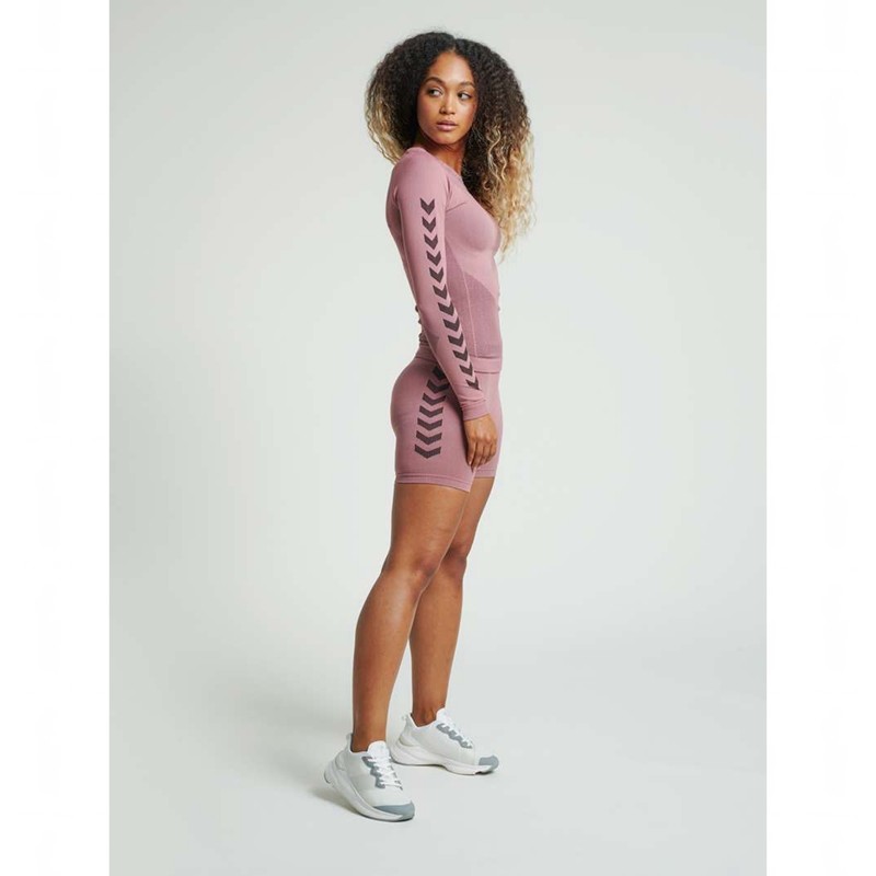Hummel First Seamless Tr Sht Tigh W Korte Broek Dames Roze | 240231-180