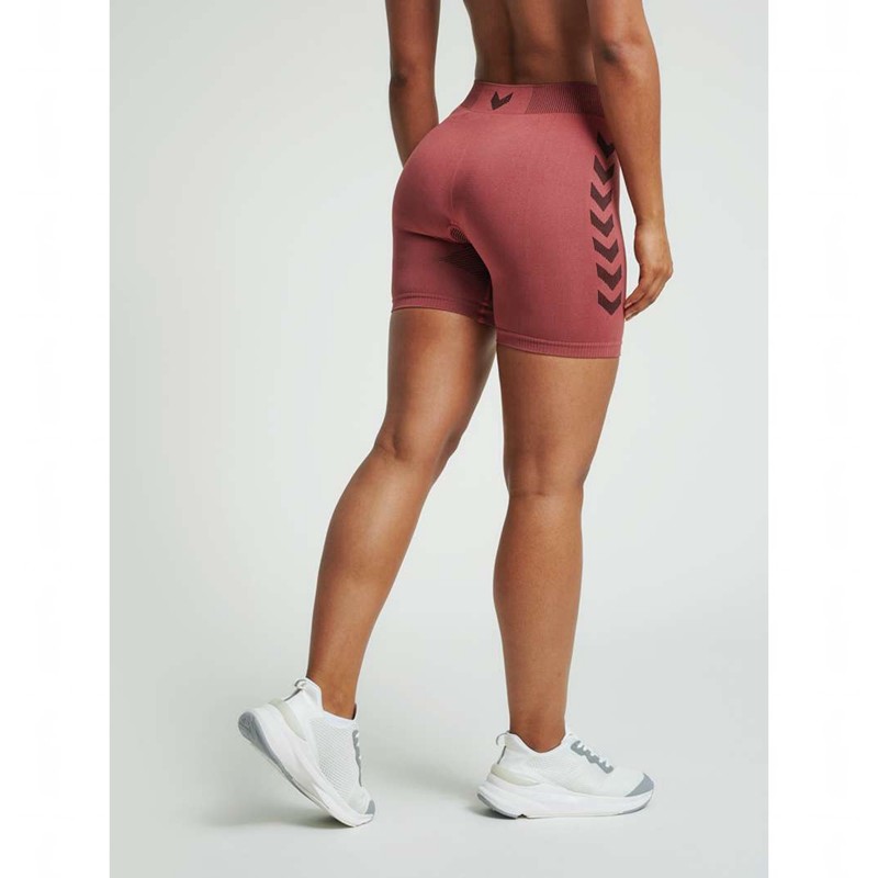 Hummel First Seamless Tr Sht Tigh W Korte Broek Dames Rood | 265057-070