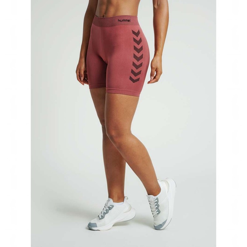 Hummel First Seamless Tr Sht Tigh W Korte Broek Dames Rood | 265057-070