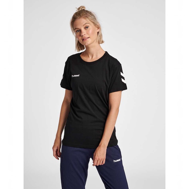 Hummel Go Cotton S/S Hoodie Dames Zwart | 063359-885
