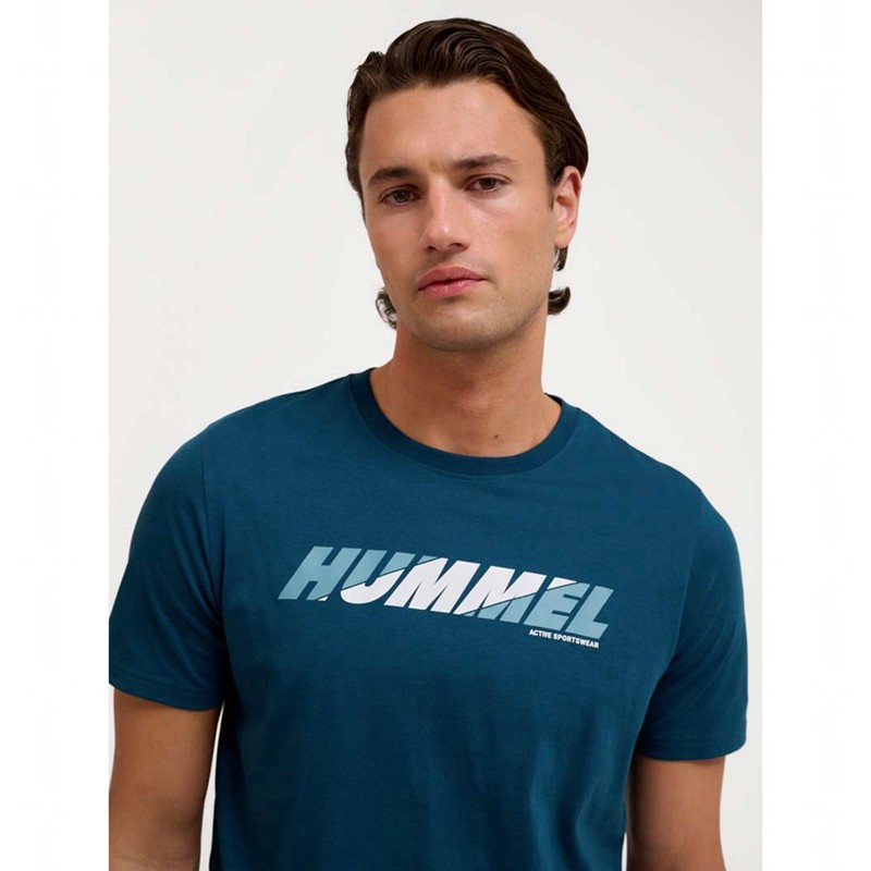 Hummel Graphic Bold Logo T-shirts Heren Donkerblauw | 346020-841