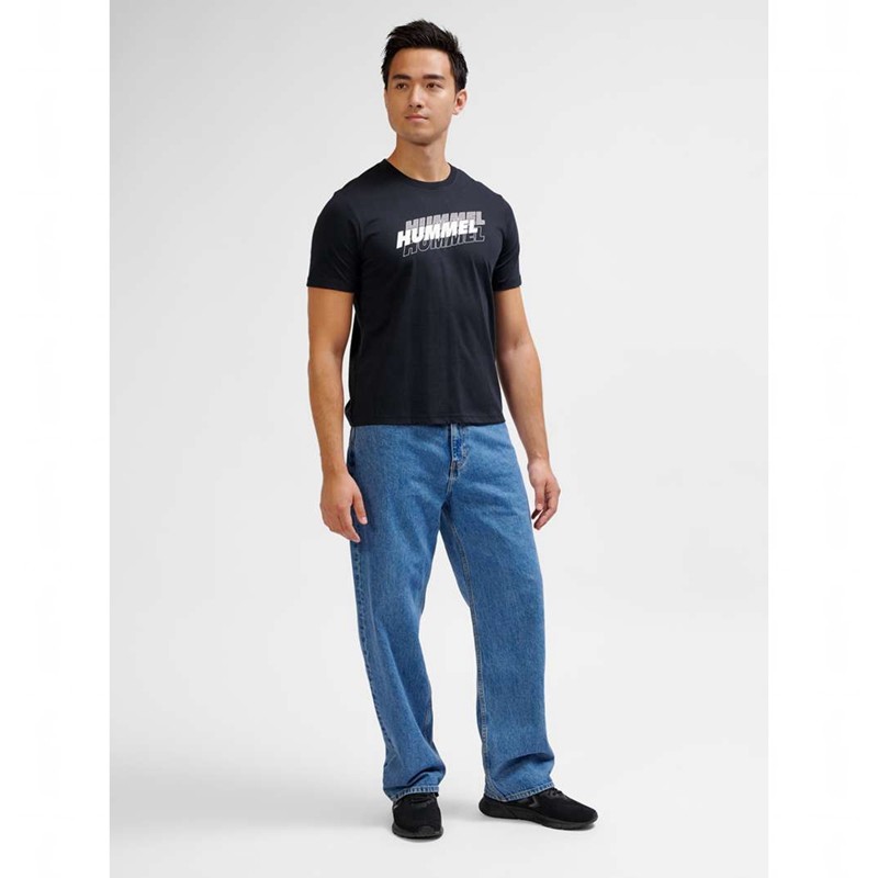 Hummel Graphic Triple Logo Cotton T-shirts Heren Zwart | 135989-960