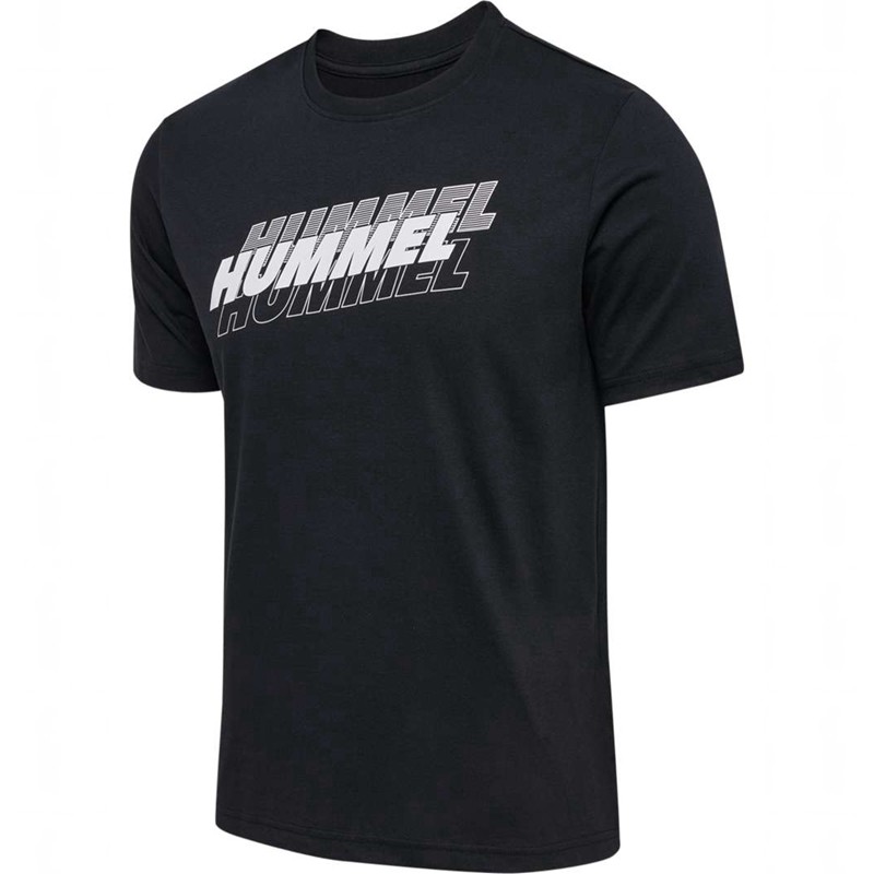 Hummel Graphic Triple Logo Cotton T-shirts Heren Zwart | 135989-960