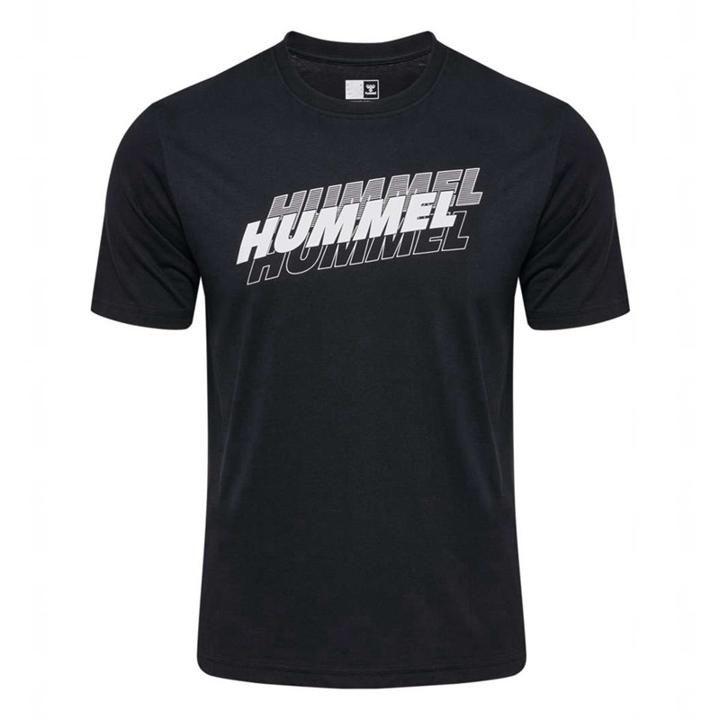 Hummel Graphic Triple Logo Cotton T-shirts Heren Zwart | 135989-960