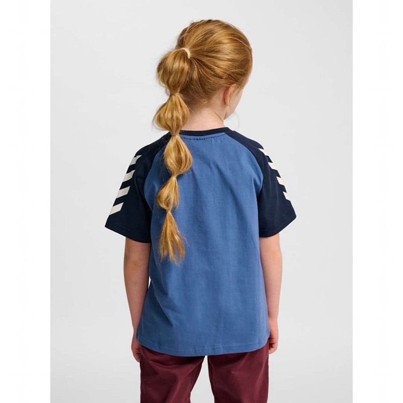 Hummel Jr Logo S/S T-shirts Kinderen Blauw | 389133-191