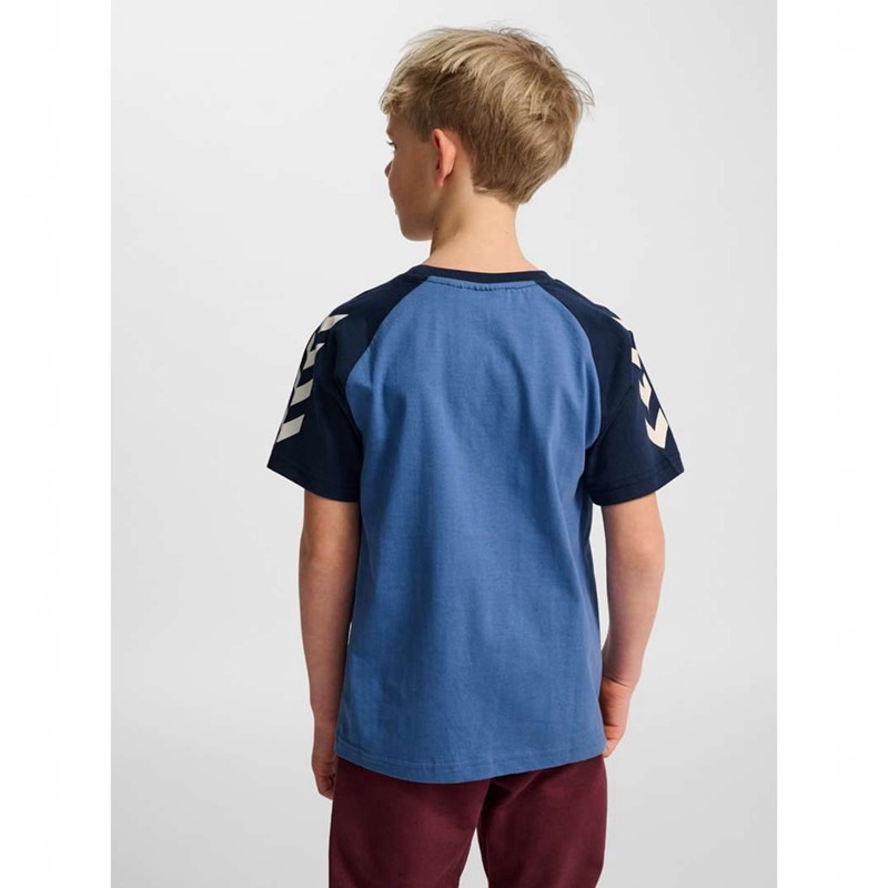 Hummel Jr Logo S/S T-shirts Kinderen Blauw | 389133-191