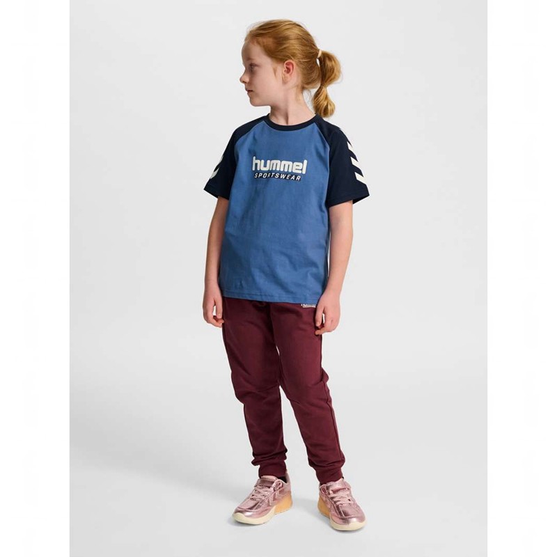 Hummel Jr Logo S/S T-shirts Kinderen Blauw | 389133-191