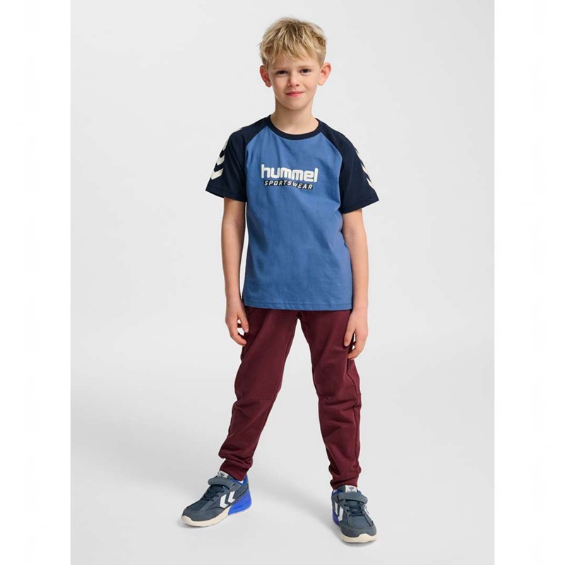 Hummel Jr Logo S/S T-shirts Kinderen Blauw | 389133-191