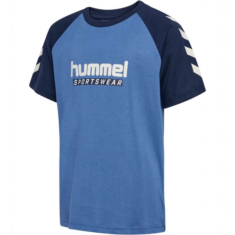 Hummel Jr Logo S/S T-shirts Kinderen Blauw | 389133-191
