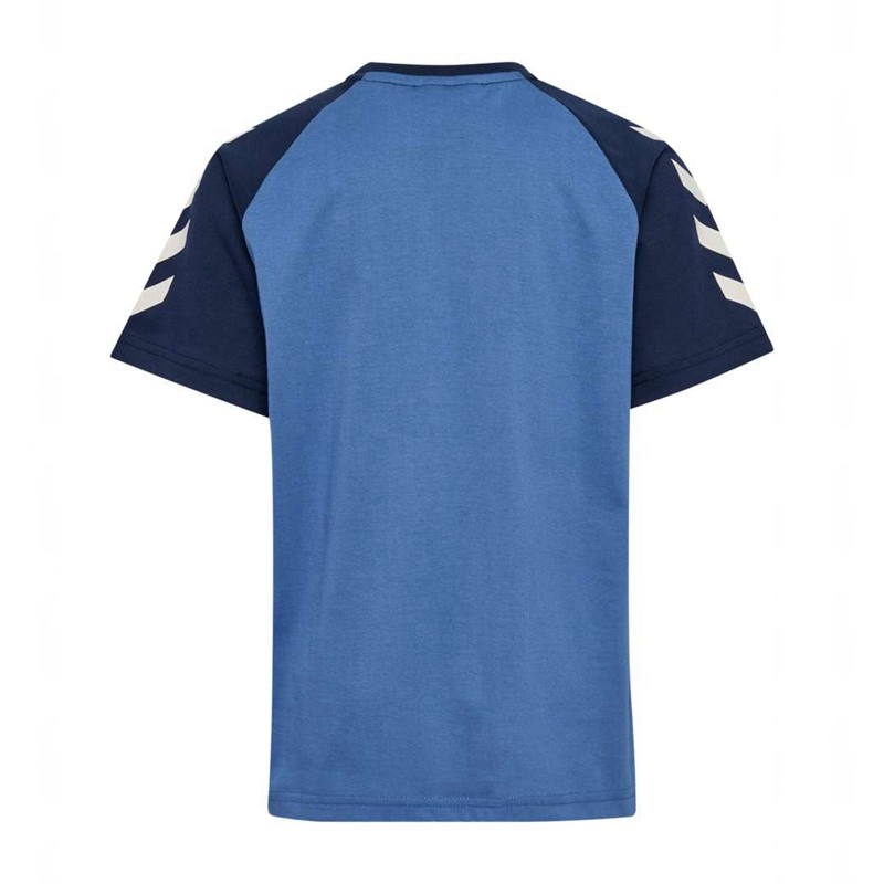 Hummel Jr Logo S/S T-shirts Kinderen Blauw | 389133-191