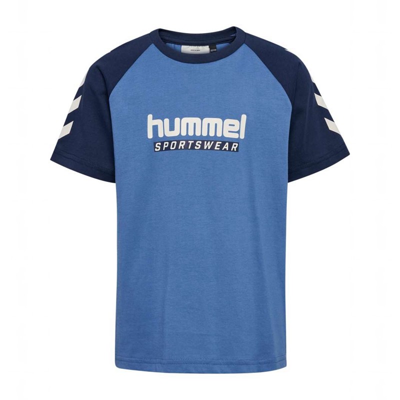Hummel Jr Logo S/S T-shirts Kinderen Blauw | 389133-191