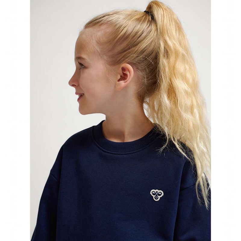 Hummel Jr Loose Crewneck Bee Handschoenen Kinderen Donkerblauw | 208903-616