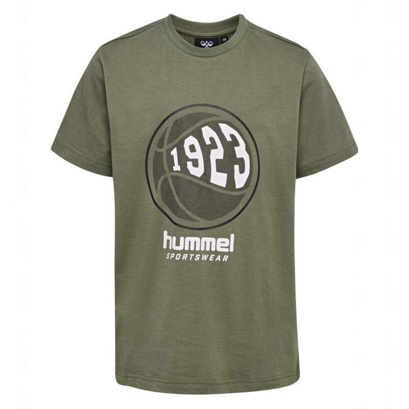 Hummel Leo S/S T-shirts Kinderen Olijfgroen | 877082-861