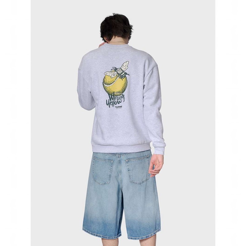 Hummel Loose Crew Wrong Yellow Sweatshirts Heren Grijs | 468849-367