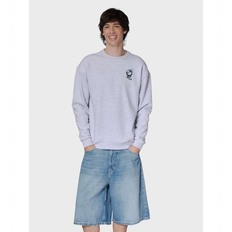 Hummel Loose Crew Wrong Yellow Sweatshirts Heren Grijs | 468849-367