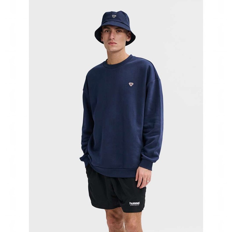 Hummel Loose Crewneck Bee Sweatshirts Heren Donkerblauw | 748956-168