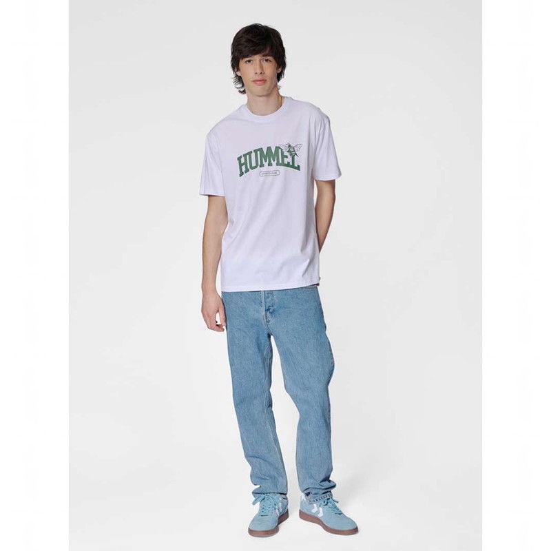 Hummel Loose S/S University Bee T-shirts Heren Wit | 492016-221