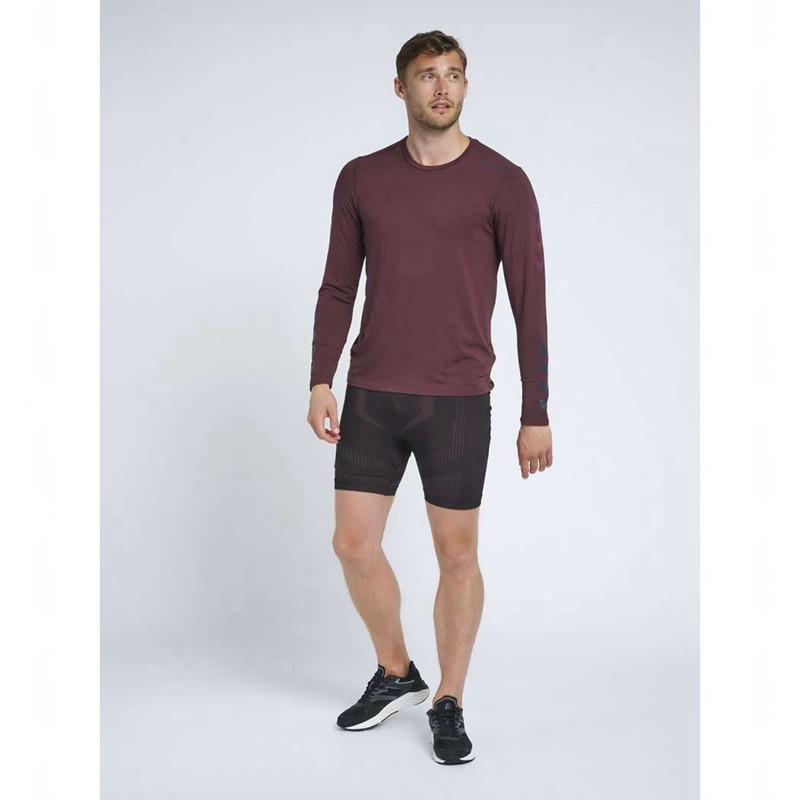 Hummel Mace Ls T-shirts Heren Bordeaux | 031609-425