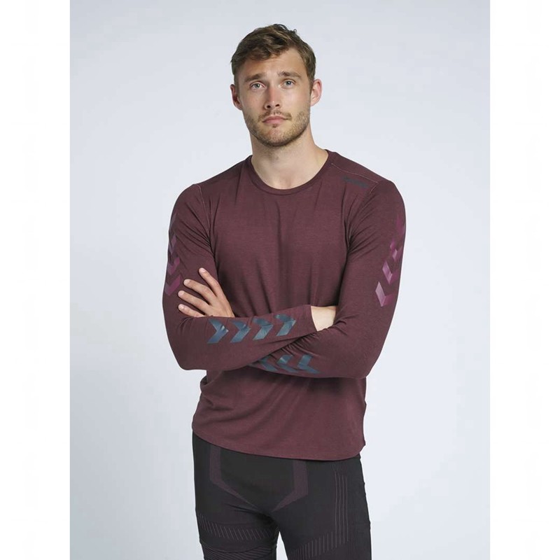 Hummel Mace Ls T-shirts Heren Bordeaux | 031609-425