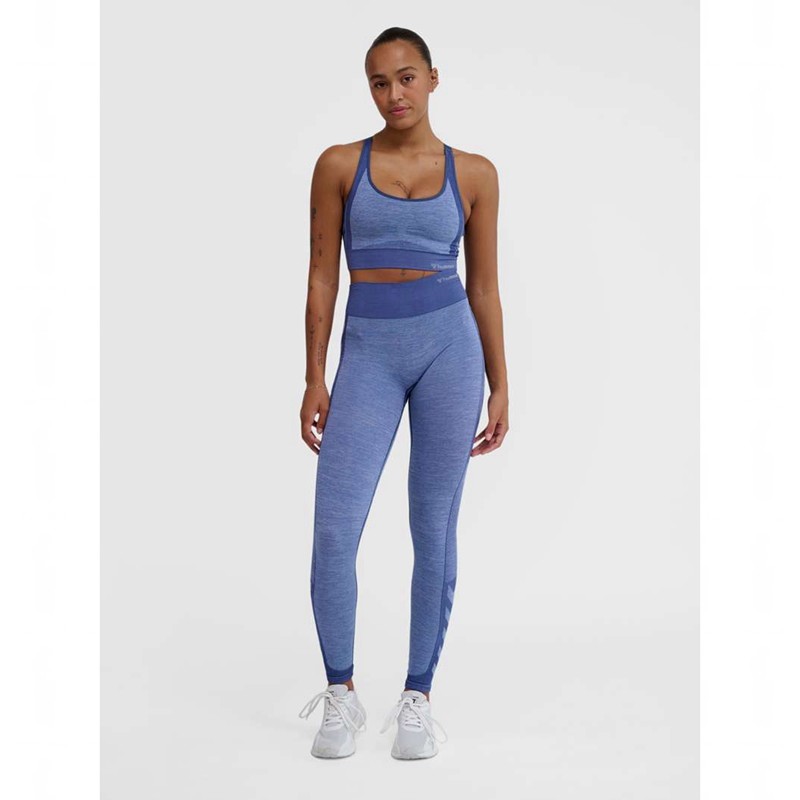Hummel Mt Shine Seamless Sport BH Dames Blauw | 581426-455