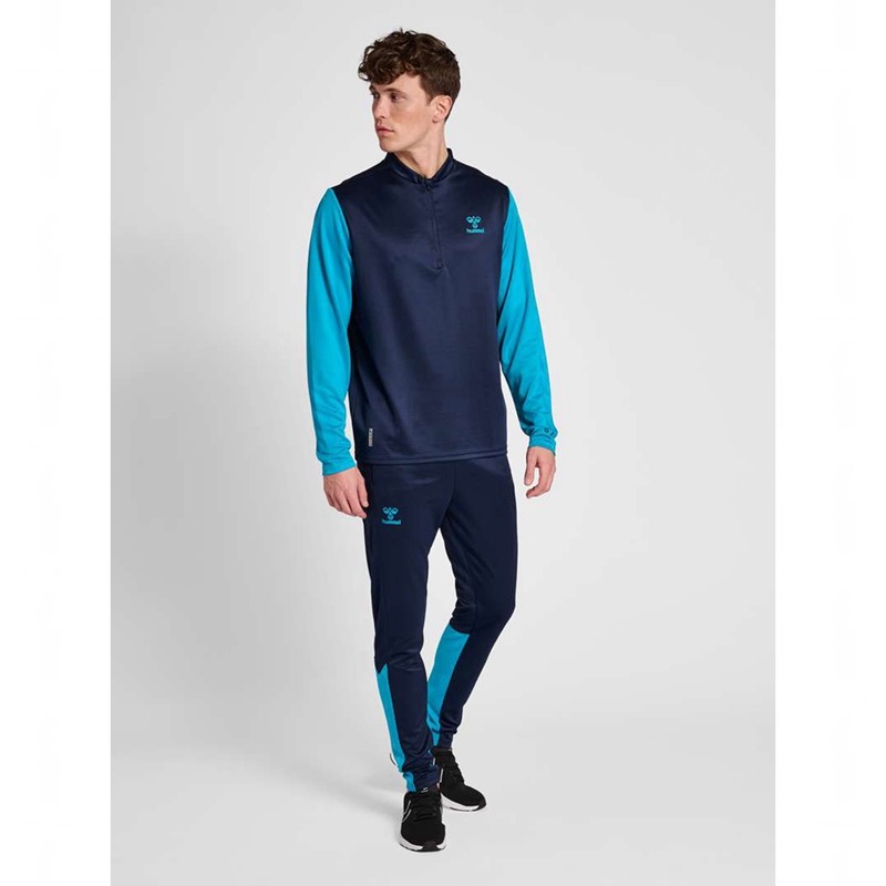 Hummel Ongrid 1/2 Zip Poly Sweat Sweatshirts Heren Donkerblauw | 074333-723