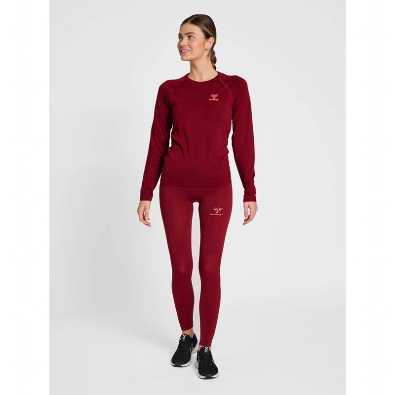 Hummel Ongrid Seamless L/S Wo T-shirts Dames Rood | 333431-188