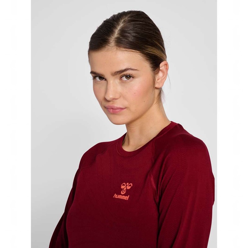 Hummel Ongrid Seamless L/S Wo T-shirts Dames Rood | 333431-188