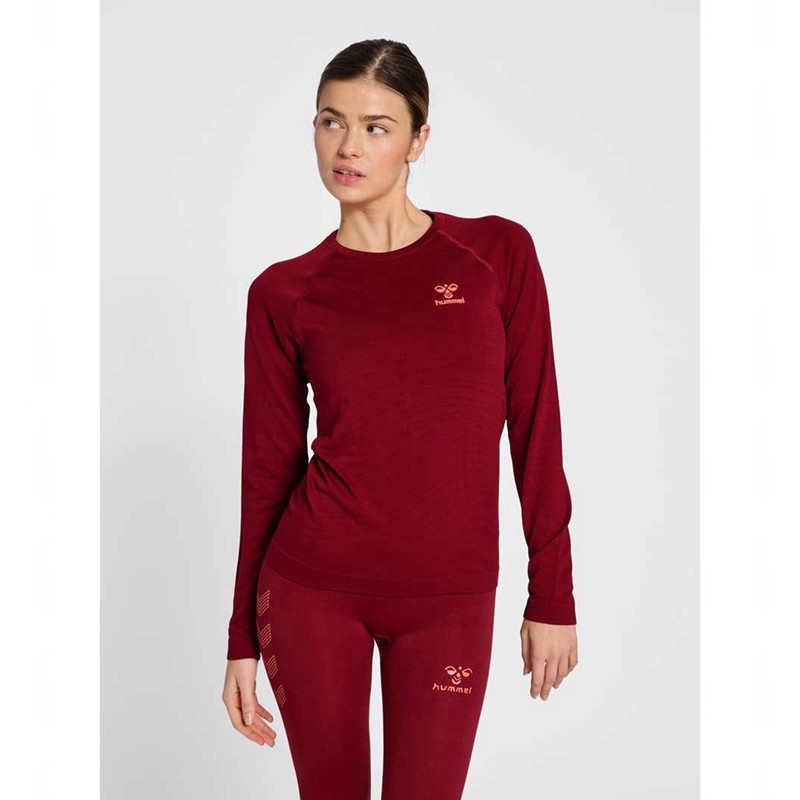 Hummel Ongrid Seamless L/S Wo T-shirts Dames Rood | 333431-188