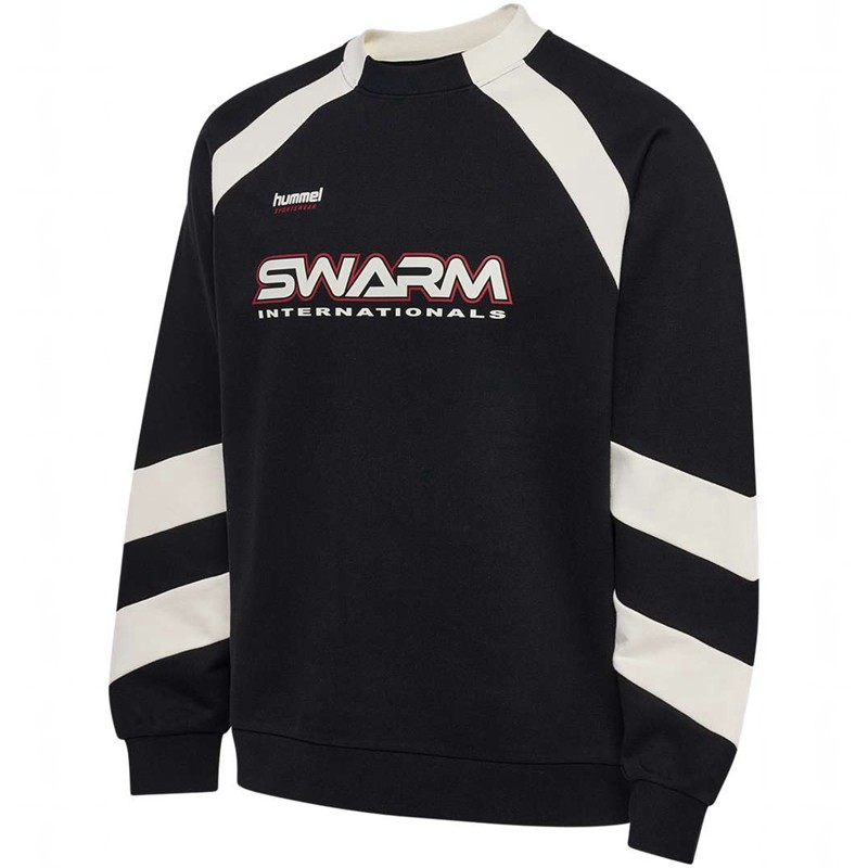 Hummel Oversized Crew Sportswear Swarm Sweatshirts Heren Zwart | 708273-924